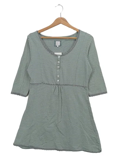 DEERBERG Damen Freizeitkleid Gr. 36/S Grün Gestreift Baumwolle Klassisch