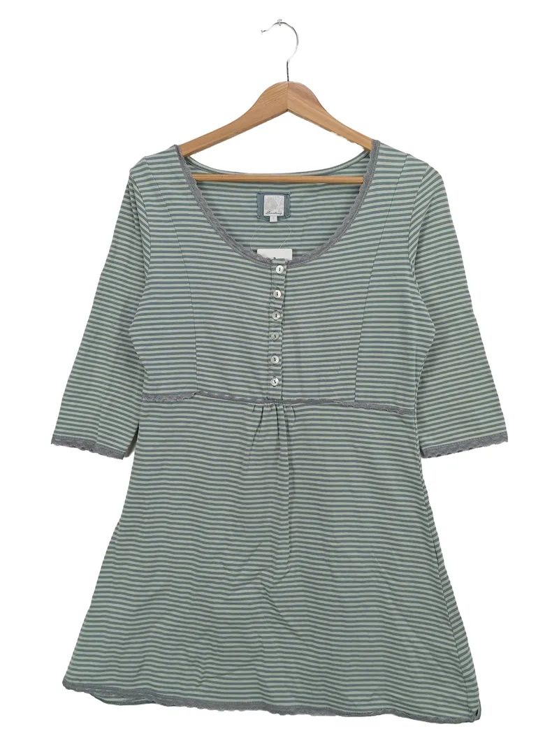 DEERBERG Damen Freizeitkleid Gr. 36/S Grün Gestreift Baumwolle Klassisch 1
