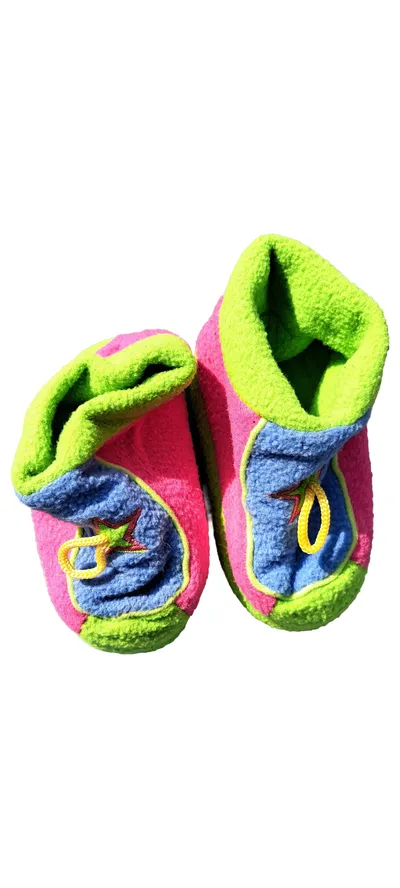 Active Kids Hausschuhe Kinder Gr. 25 Fleece Mehrfarbig Pink Grün