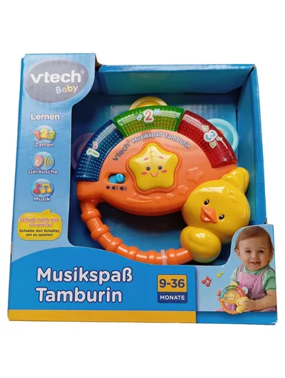 VTech Musikspaß Tamburin Kinderinstrument Baby Spielzeug Orange