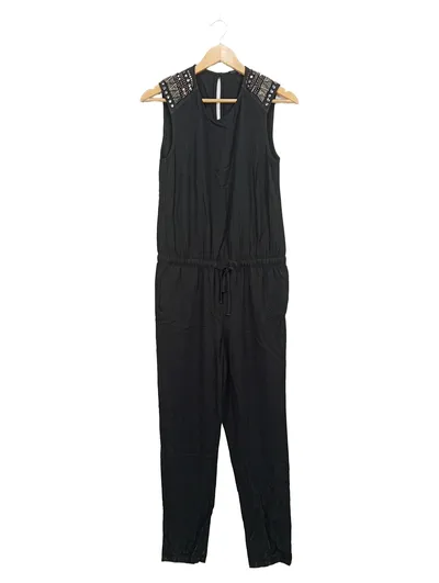 s.Oliver Damen Jumpsuit Schwarz XS Nieten Elegant Viskose Ärmellos