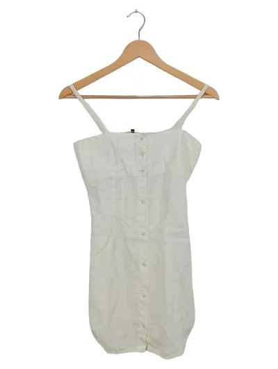 KUYICHI Damen Freizeitkleid Gr. 36/S Weiß Leinen Casual