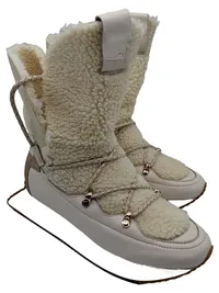 Eva Longoria Damen Schneestiefel Teddyfell Gr. 37 Beige Winterstiefel 1
