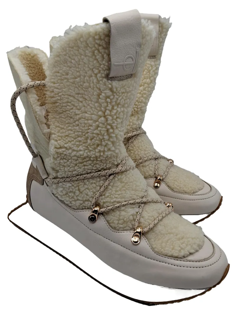 Eva Longoria Damen Schneestiefel Teddyfell Gr. 37 Beige Winterstiefel 1