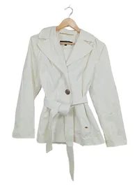 Ellen Tracy Damen Trenchcoat Jacke Weiß Gr. M Baumwolle Gürtel 1