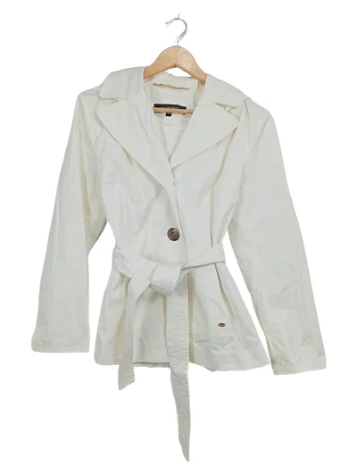 Ellen Tracy Damen Trenchcoat Jacke Weiß Gr. M Baumwolle Gürtel