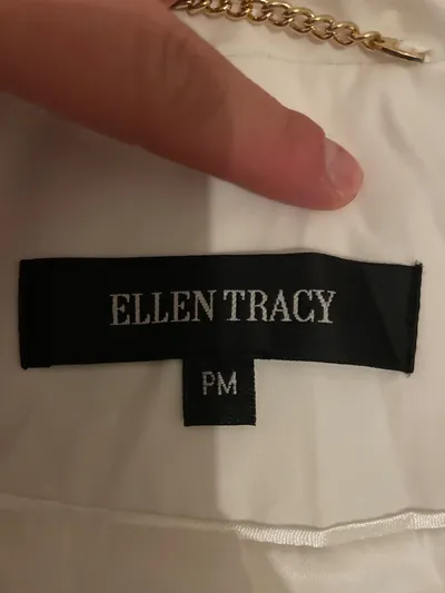 Ellen Tracy Damen Trenchcoat Jacke Weiß Gr. M Baumwolle Gürtel