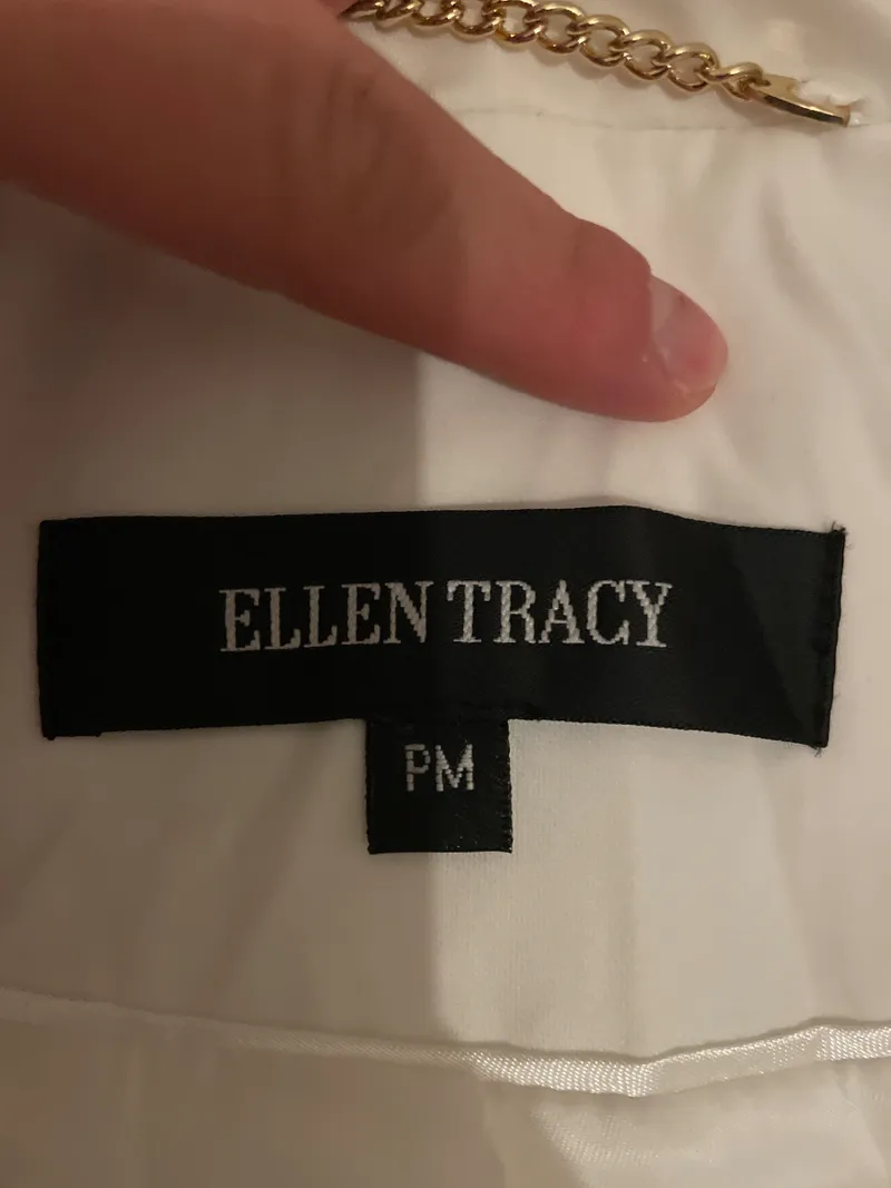 Ellen Tracy Damen Trenchcoat Jacke Weiß Gr. M Baumwolle Gürtel 2