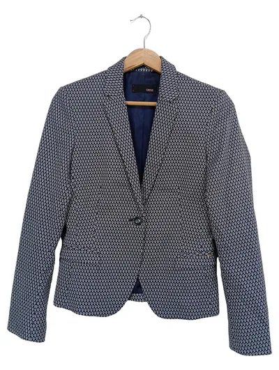 CINQUE Damen Blazer Gr. 34/XS Blau Gemustert Business Elegant Baumwolle