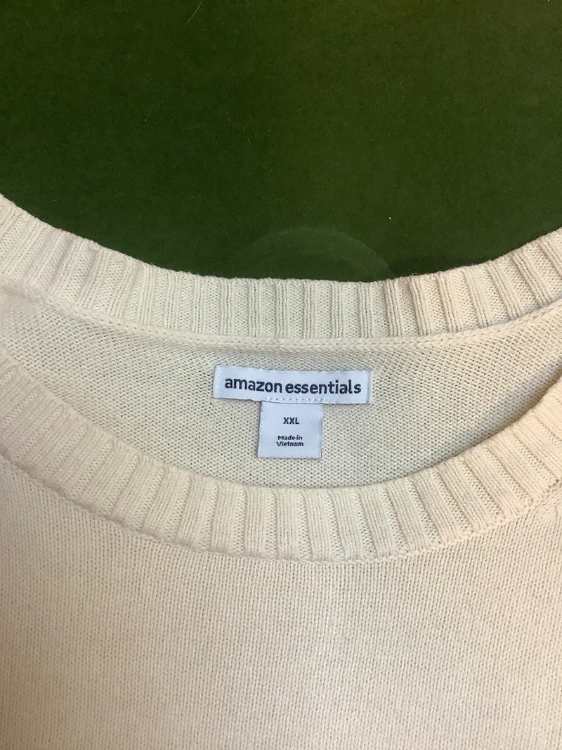 AMAZON ESSENTIALS Pullover Herren XXL Beige Baumwolle Basic Rundhals 5