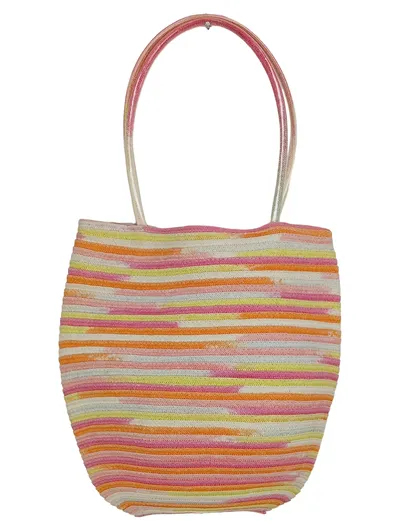 OLSEN Damen Umhängetasche Mehrfarbig Gestreift Papier Casual 30x30 cm