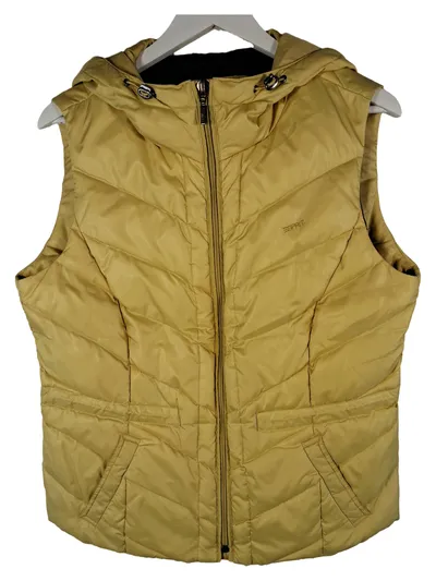 Esprit Damen Steppweste Kapuze Gelb Gr. 42/XL Weste Outdoor