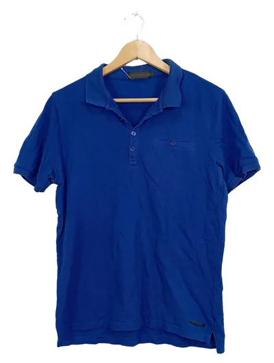 Calvin Klein Jeans Herren Poloshirt Blau Gr. M Kurzarm Baumwolle Freizeit