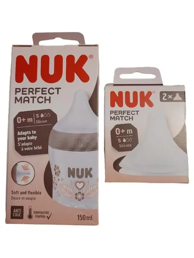 NUK Perfect Match Nuckelflaschen Set 150ml Babyflasche 0+m Silikon Weiß