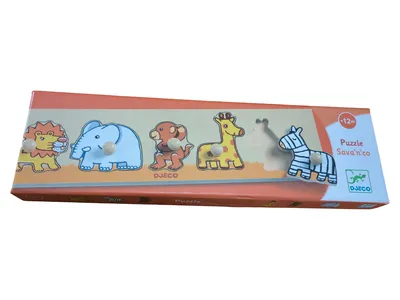 Djeco Holz Steckpuzzle Tiere 5 Teile Motorikspielzeug Kinder