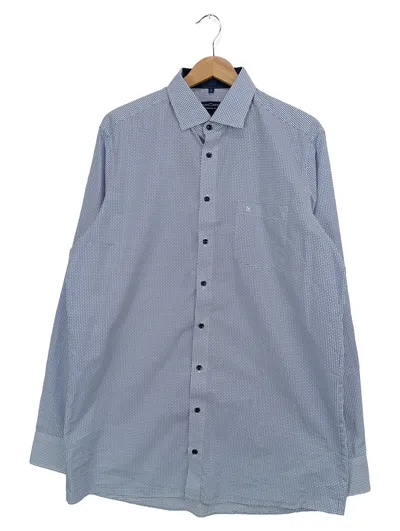 CASA MODA Herren Business Hemd Gr. 41/50 L Blau Grafisch Langarm