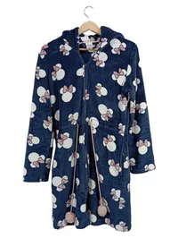 Disney Minnie Maus Fleece Bademantel Damen Gr. S Blau Kapuze 1