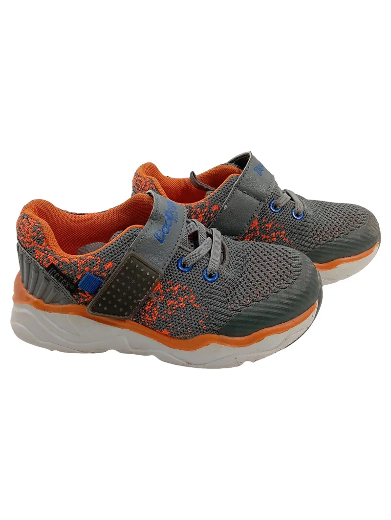 DooDogs Kinder Sportschuhe Turnschuhe Gr. 28 Grau Orange Klettverschluss 1