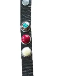 NOOSA Amsterdam Lederarmband Schwarz mit 6 Wechselknöpfen Chunks 39cm