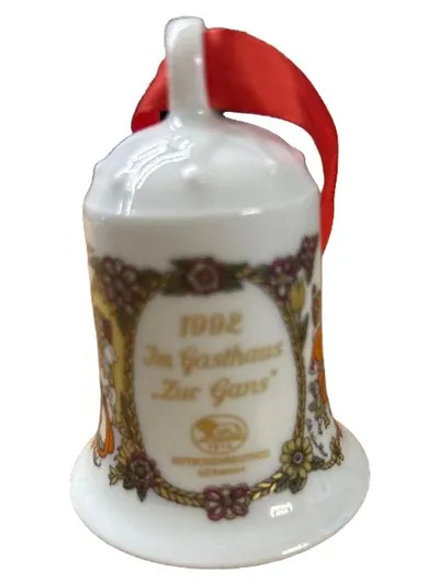 Hutschenreuther Weihnachtsglocke 1992 Gans Porzellan Deko 7cm weiß