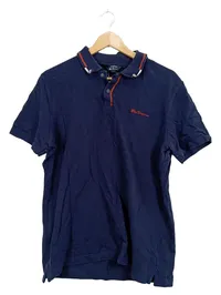 Ben Sherman Herren Poloshirt Gr. L Blau Navy Kurzarm Baumwolle 1