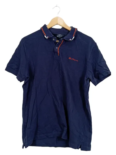 Ben Sherman Herren Poloshirt Gr. L Blau Navy Kurzarm Baumwolle