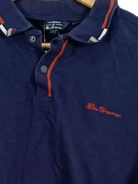 Ben Sherman Herren Poloshirt Gr. L Blau Navy Kurzarm Baumwolle 3