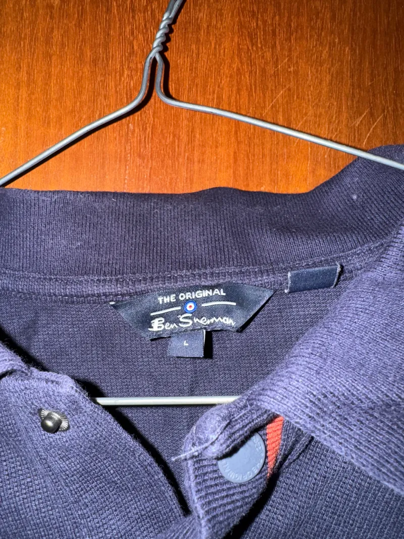 Ben Sherman Herren Poloshirt Gr. L Blau Navy Kurzarm Baumwolle 5