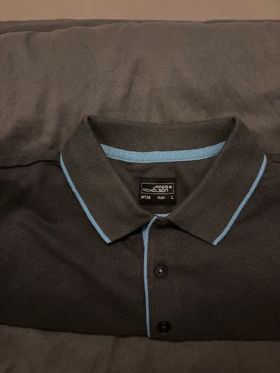 James & Nicholson Herren Poloshirt Grau L Kurzarm Baumwolle Casual Knopfleiste