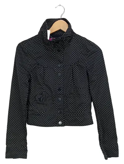 TRF Leichte Jacke Damen Gr. 36/S Schwarz Punkte Casual Cropped Baumwolle
