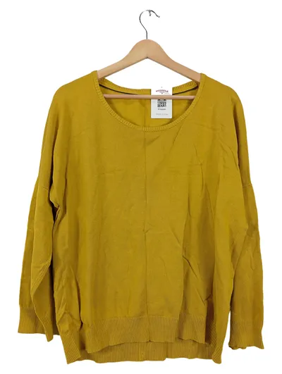 ZABAIONE Damen Pullover Gr. L Gelb Viskose Oversized Knopfleiste