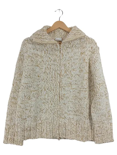 AUTHENTIC CLOTHING COMPANY Strickjacke Damen Gr. L Kapuze Beige Meliert