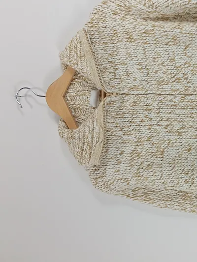 AUTHENTIC CLOTHING COMPANY Strickjacke Damen Gr. L Kapuze Beige Meliert