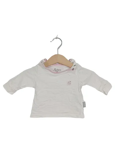 Sigikid Baby Langarmshirt Gr. 50 Weiß Rosa Streifen Baumwolle