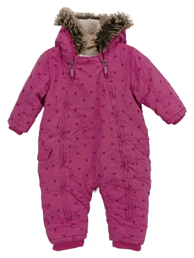 VERTBAUDET Schneeanzug Kinder Gr. 74 Rosa Sterne Outdoor Overall Kapuze
