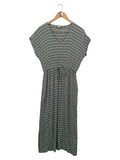 KAFFE Damen Freizeitkleid Gr. 34;XS Grün gemustert Viskose Midikleid