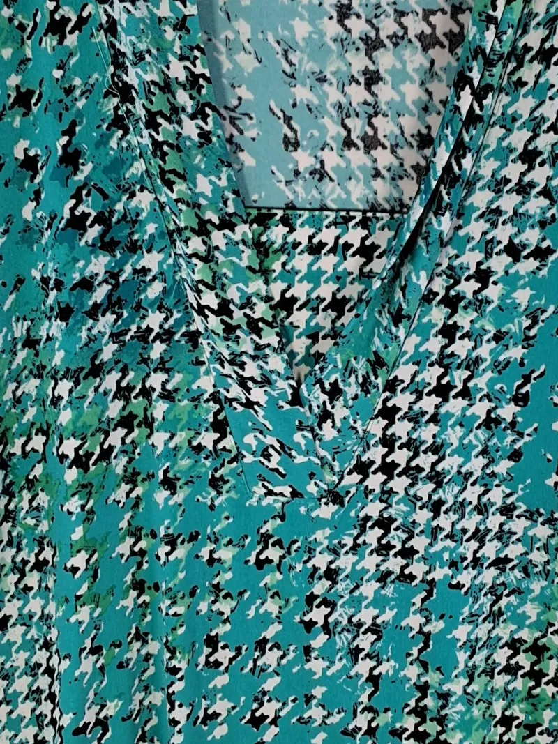 Couture Line Damen Langarmshirt Hahnentritt Türkis Schwarz Weiß Gr. 40/L 4