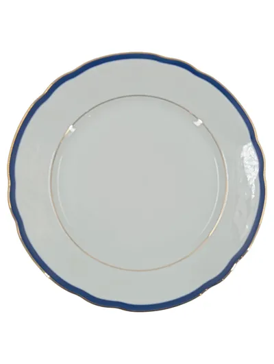 SCHIRNDING Suppenteller Echt Kobalt Porzellan Weiß Uni 24cm Klassisch Elegant