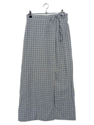 Doris Ulbrich Damen Wickelrock Gr. 36 Blau Kariert Maxirock Baumwolle Vintage