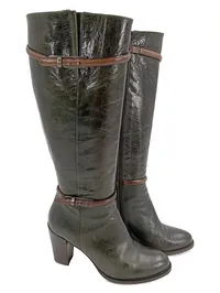 ZINDA Damen Stiefel Gr. 37 Grün Leder Elegant Klassisch 1