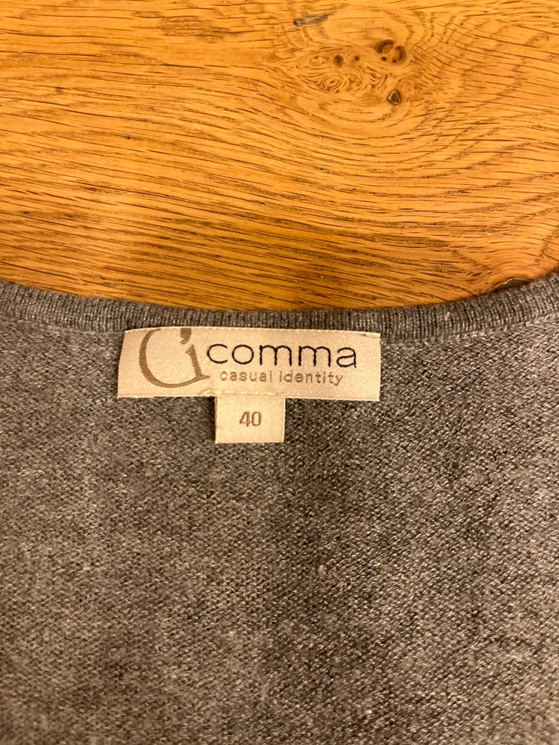Comma Damen Pullover Gr. 40/L Grau Meliert V-Ausschnitt Strick 2