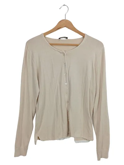 S.MARLON Damen Strickjacke Cardigan Beige Gr. M Viskose Knopfleiste