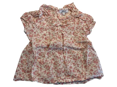 ALETTA Mädchen Bluse Gr. 80 (12M) Rosa Blumenmuster Rüschen Kurzarm