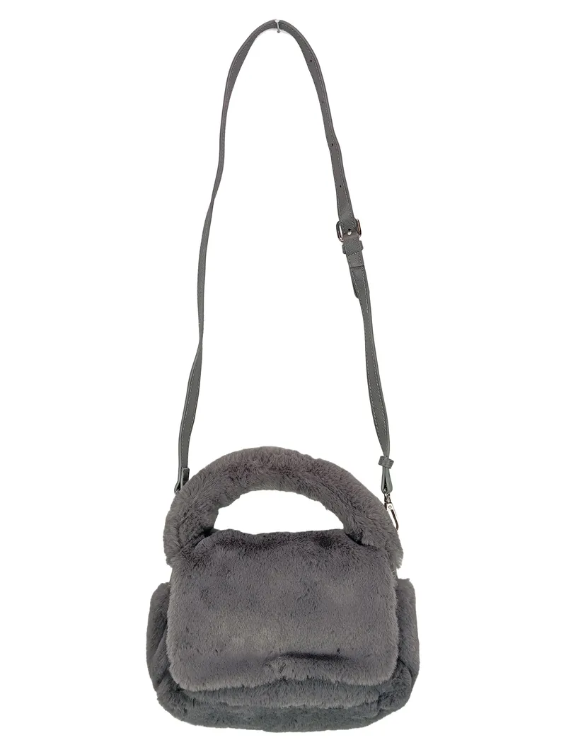 DAY Damen Umhängetasche Grau Polyester Fell-Optik Casual 20x16 cm 1