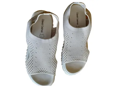 Cesare Gaspari Sandaletten Damen Gr. 39 Beige Casual Strick-Sandalen