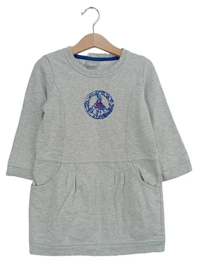 SIGIKID Kinder Mädchen Freizeitkleid Gr. 110 Grau Sweatkleid Peace Stickerei