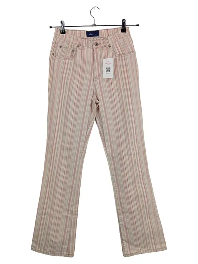 Dreams Damen Jeans Regular Fit Gestreift Beige Gr. 36 W27 Vintage