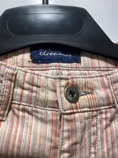 Dreams Damen Jeans Regular Fit Gestreift Beige Gr. 36 W27 Vintage