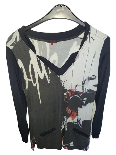 Aventures des Toiles Damen Langarmshirt Gr. 42/XL Mehrfarbig Abstrakt
