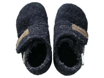 Living Kitzbühel Hausschuhe Baby Lauflernschuhe Wolle Klett Blau Gr. 21